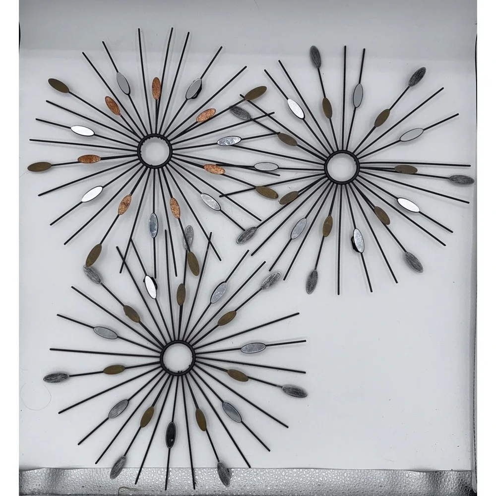 Set Of 3 Metal Starburst Wall Art 12